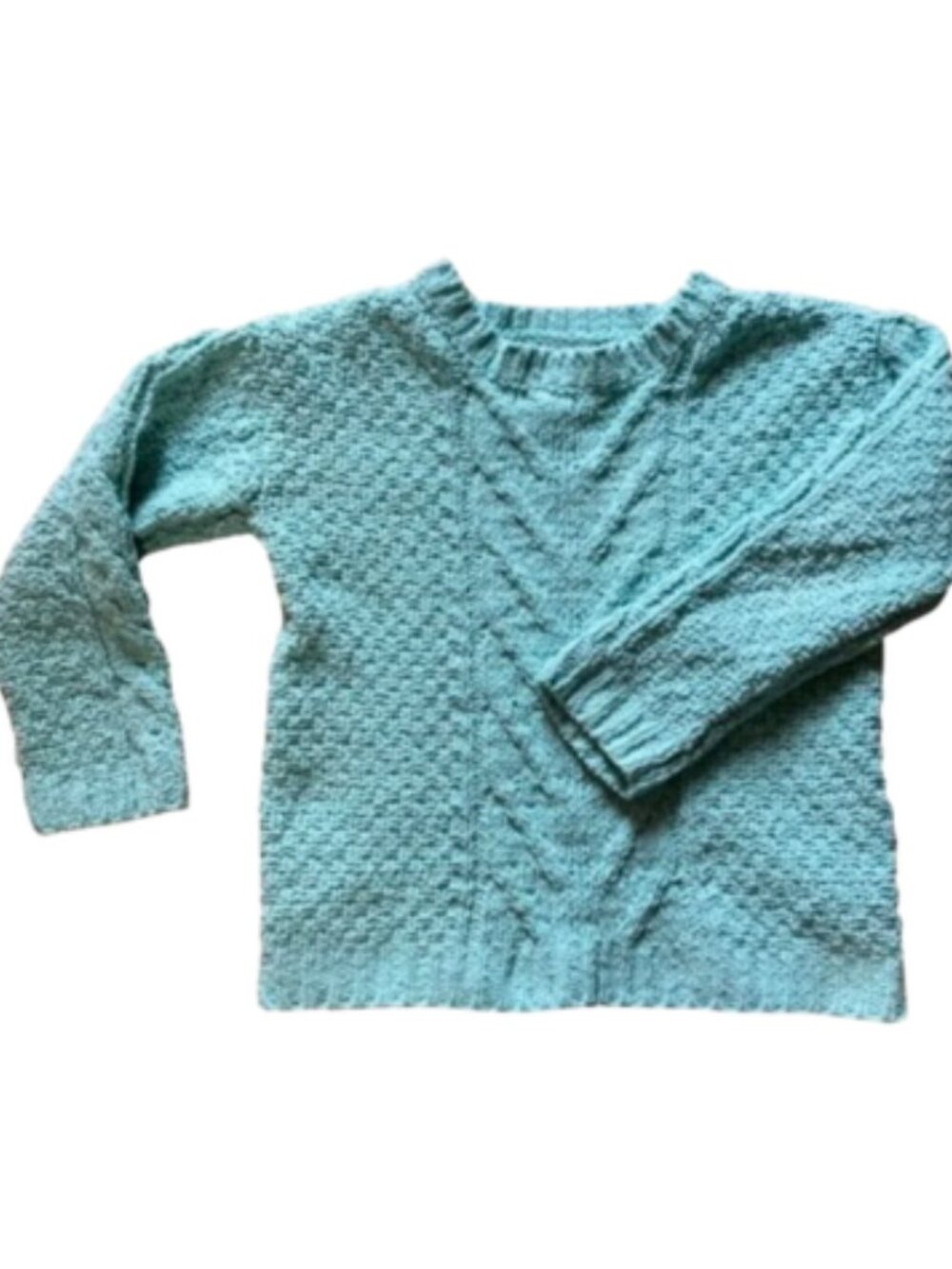 Primark Girl's Cable Knit Long Sleeve Soft Sweater, Medium Teal, sz 8-9 years